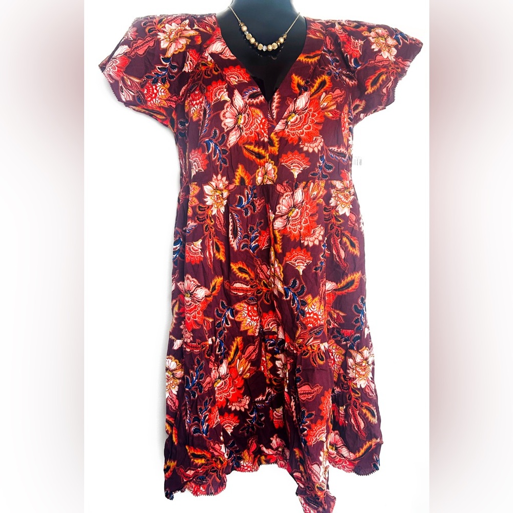 Old Navy  Floral Dress with Red and Orange Accents *NWPT